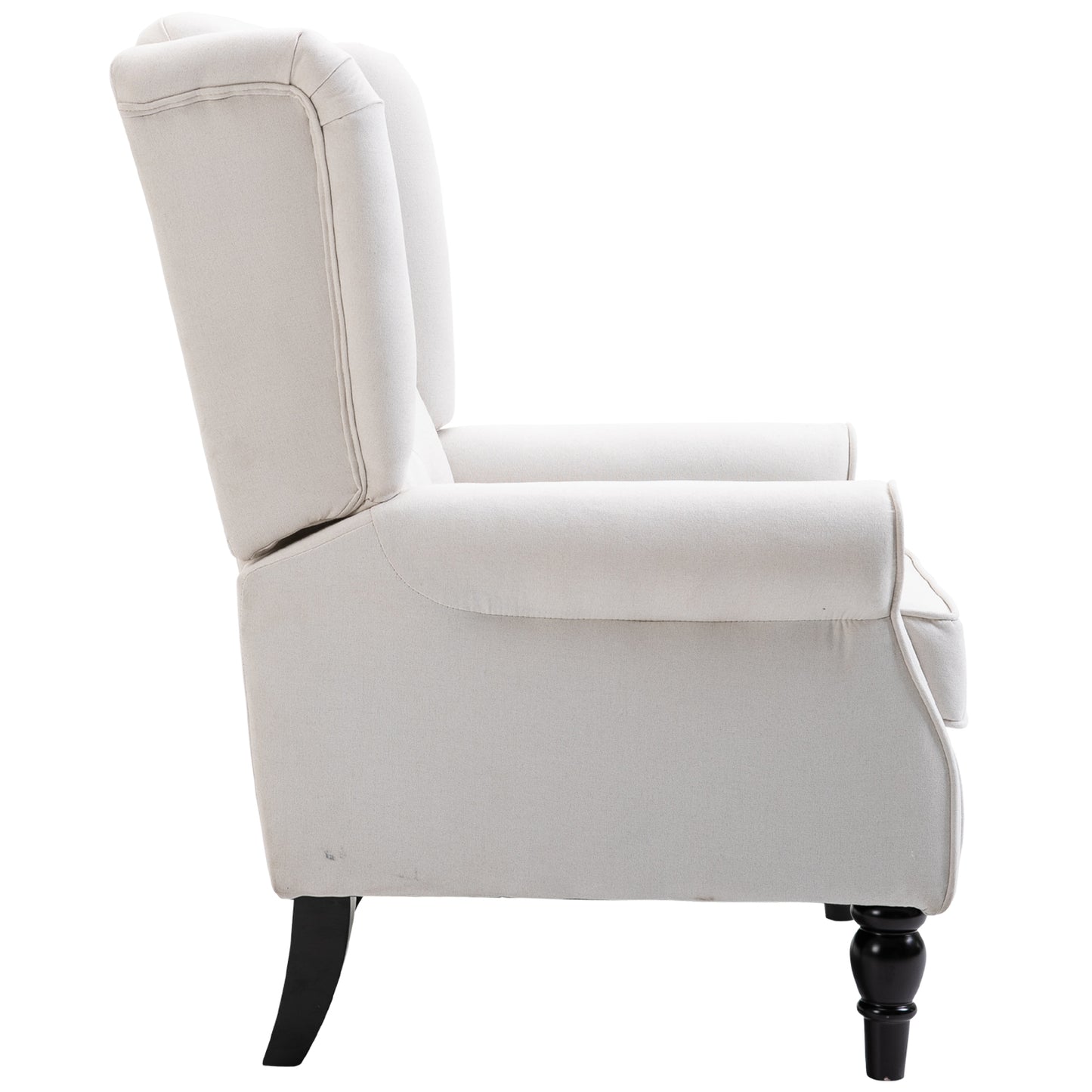 HOMCOM Wingback Accent Chair, Retro Upholstered Button Tufted Occasional Chair for Living Room and Bedroom, Cream White