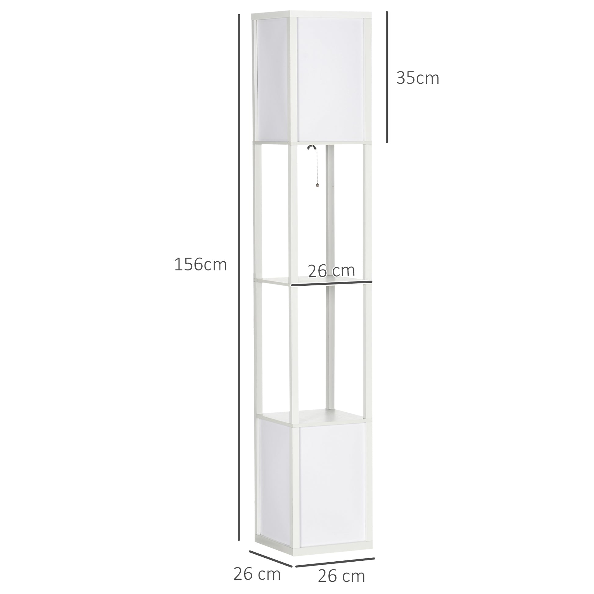 HOMCOM Modern Shelf Floor Lamp with Dual Ambient Light, Standing Lamp Living Room, Bedroom, 156cm, White