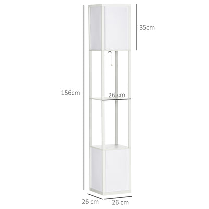 HOMCOM Modern Shelf Floor Lamp with Dual Ambient Light, Standing Lamp Living Room, Bedroom, 156cm, White