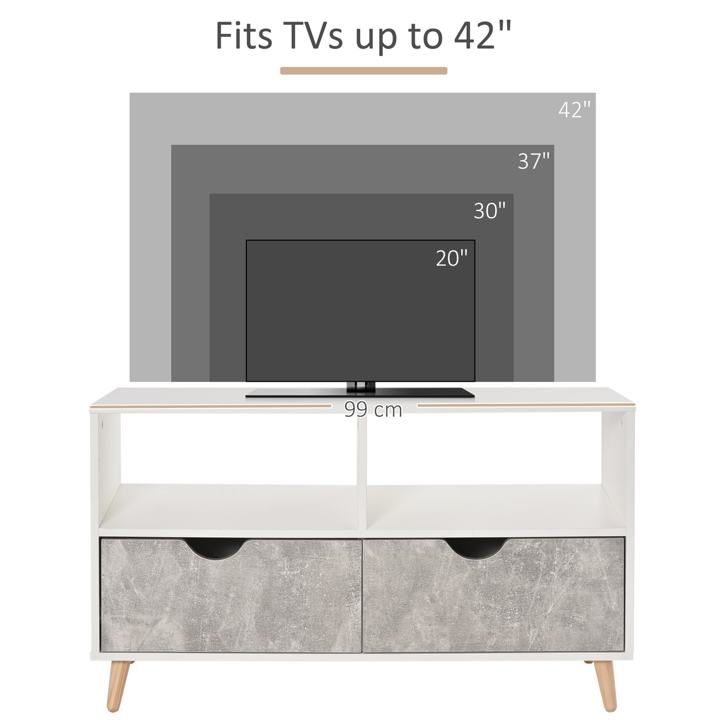 HOMCOM TV Stand with Shelf & Drawers Storage Cabinet Media Entertainment Center Modern Grey