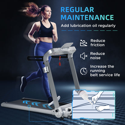 HOMCOM 15km/h Electric Treadmill, 6-level Quick Speed Controls Folding Indoor Cardio Treadmill w/ LED Monitor, USB Port, Phone and Cup Holder, Silver