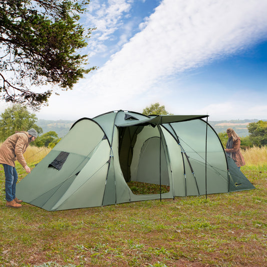 Outsunny 5 Man Camping Tent Camping Gazebo Garden Tent w/ Rainfly 3 Rooms Carry Bag