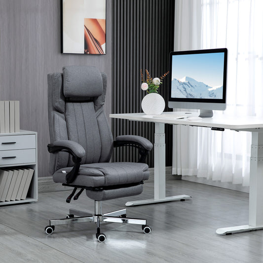 HOMCOM High Back Computer Desk Chair, Executive Office Chair with Adjustable Headrest, Footrest, Reclining Back, Dark Grey