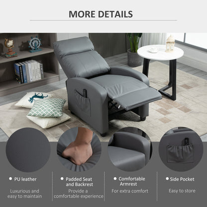 HOMCOM Recliner Sofa Chair PU Leather Massage Armcair w/ Footrest and Remote Control for Living Room, Bedroom, Home Theater, Grey