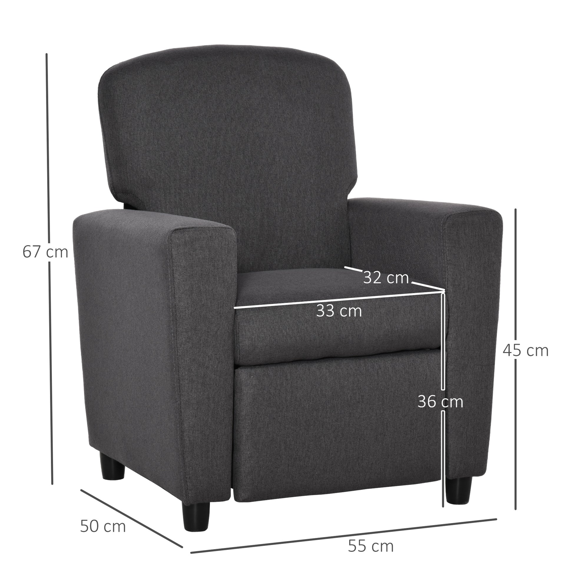 HOMCOM 2 in 1 design Kids Sofa Armchair with Footrest for Children Playroom Bedroom Living Room, 55 x 50 x 67cm, Grey