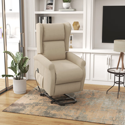 HOMCOM Recliner Armchair for the Elderly with Remote Control, Fabric Electric Recliner Chair for Living Room, Beige