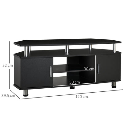 HOMCOM TV Unit Cabinet for TVs up to 55 Inch, Entertainment Center with 2 Storage Shelves and Cupboards, for Living Room, Black