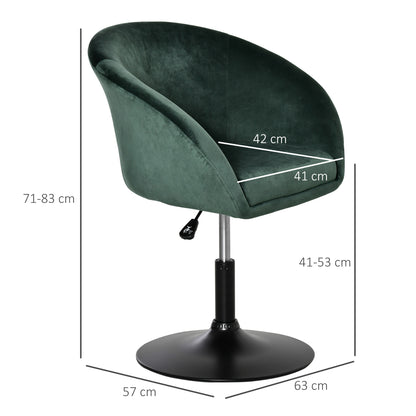 HOMCOM Swivel Bar Stool Fabric Dining Chair Dressing Stool with Tub Seat, Back, Adjustable Height, Green