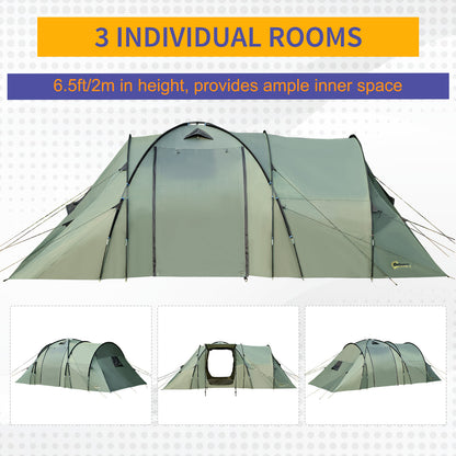 Outsunny 5 Man Camping Tent Camping Gazebo Garden Tent w/ Rainfly 3 Rooms Carry Bag