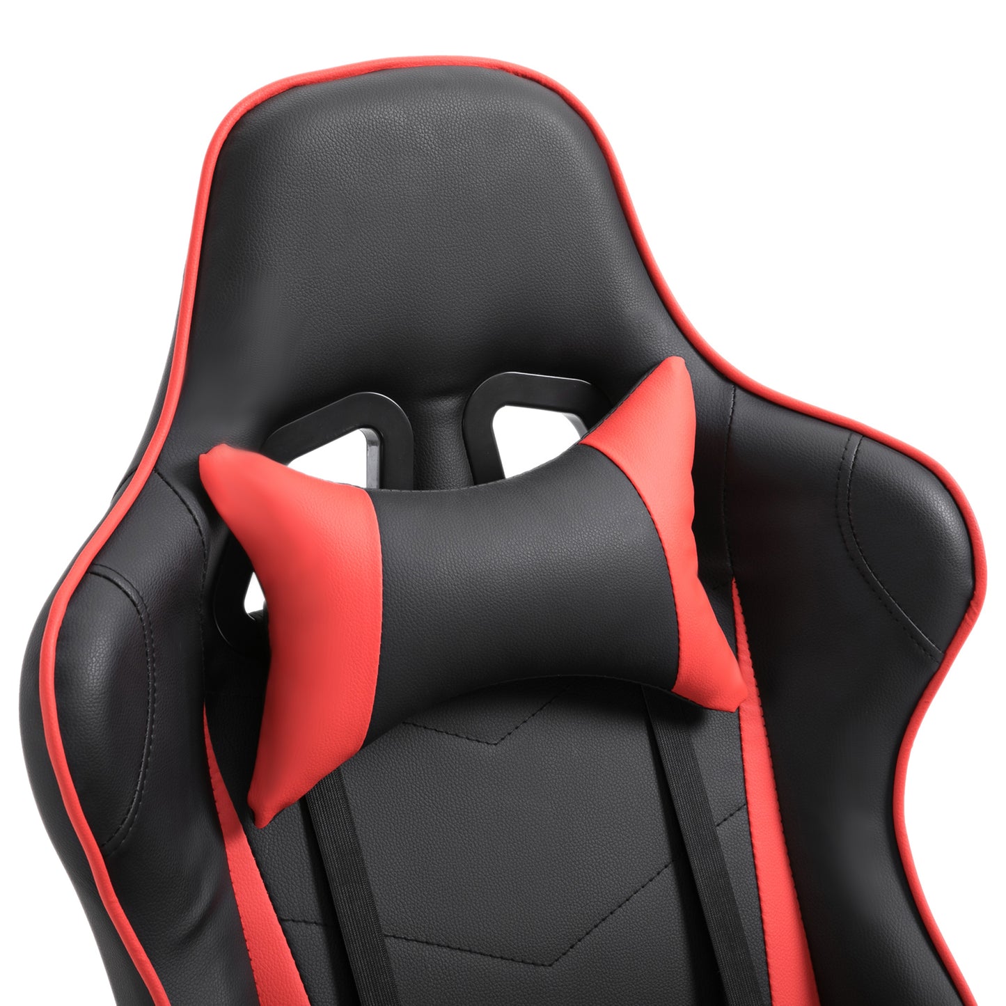 HOMCOM High-Back Gaming Chair Swivel Home Office Computer Racing Gamer Recliner Chair Faux Leather with Footrest, Wheels, Red Black