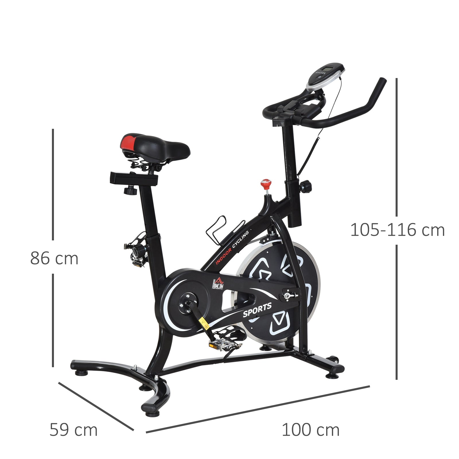 HOMCOM Steel Stationary Bike 8-Level Belt Driven Exercise Bike w/ LCD Monitor Black