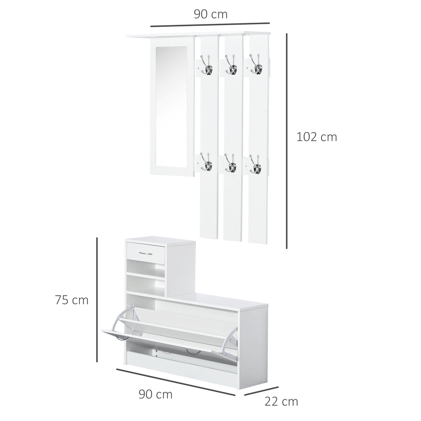 HOMCOM Entryway Furniture Set-White 