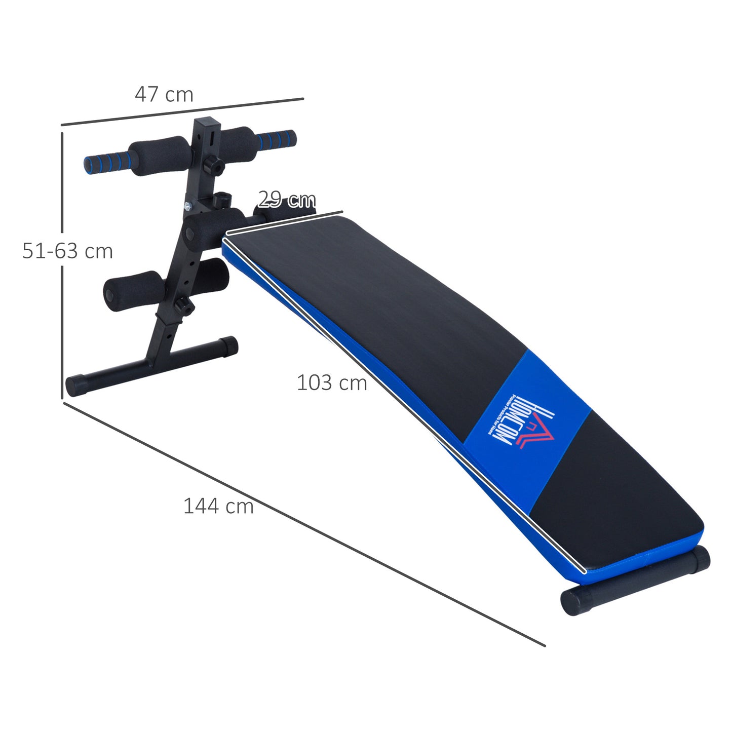 HOMCOM Sit-up Workout Bench, Steel-Black/Blue