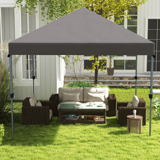 outsunny-3-x-3m-pop-up-gazebo-1-person-easy-up-marquee-party-tent-with-1-button-push-adjustable-straight-legs-wheeled-bag-stakes-ropes-sandbags-instant-shelter-grey