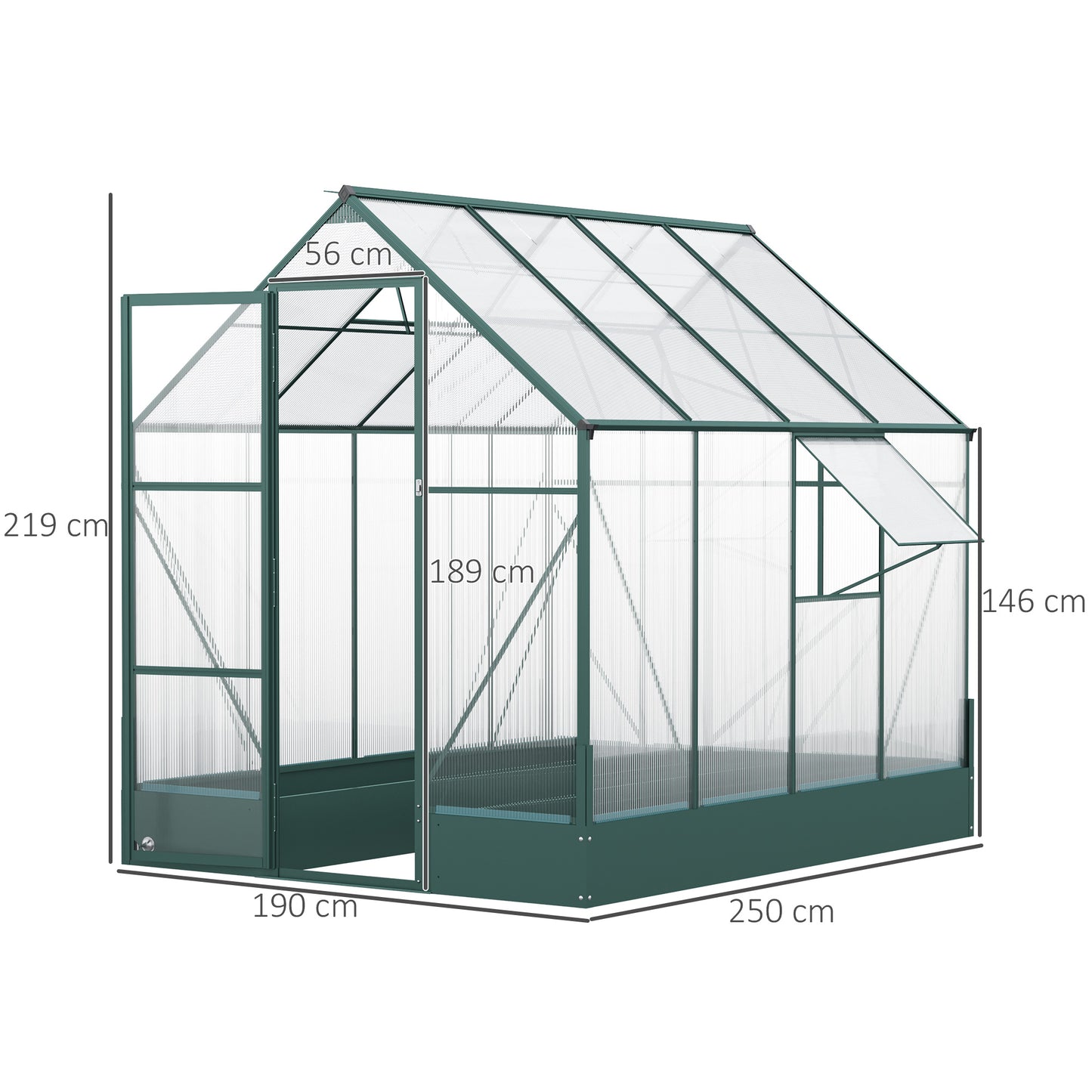 outsunny-garden-walk-in-aluminium-greenhouse-polycarbonate-with-plant-bed-temperature-controlled-window-foundation-6-x-8ft