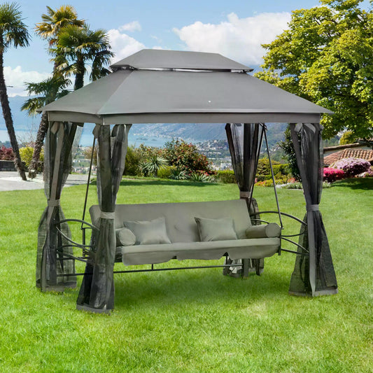 outsunny-3-seater-swing-chair-hammock-gazebo-patio-bench-outdoor-with-double-tier-canopy-cushioned-seat-mesh-sidewalls-grey