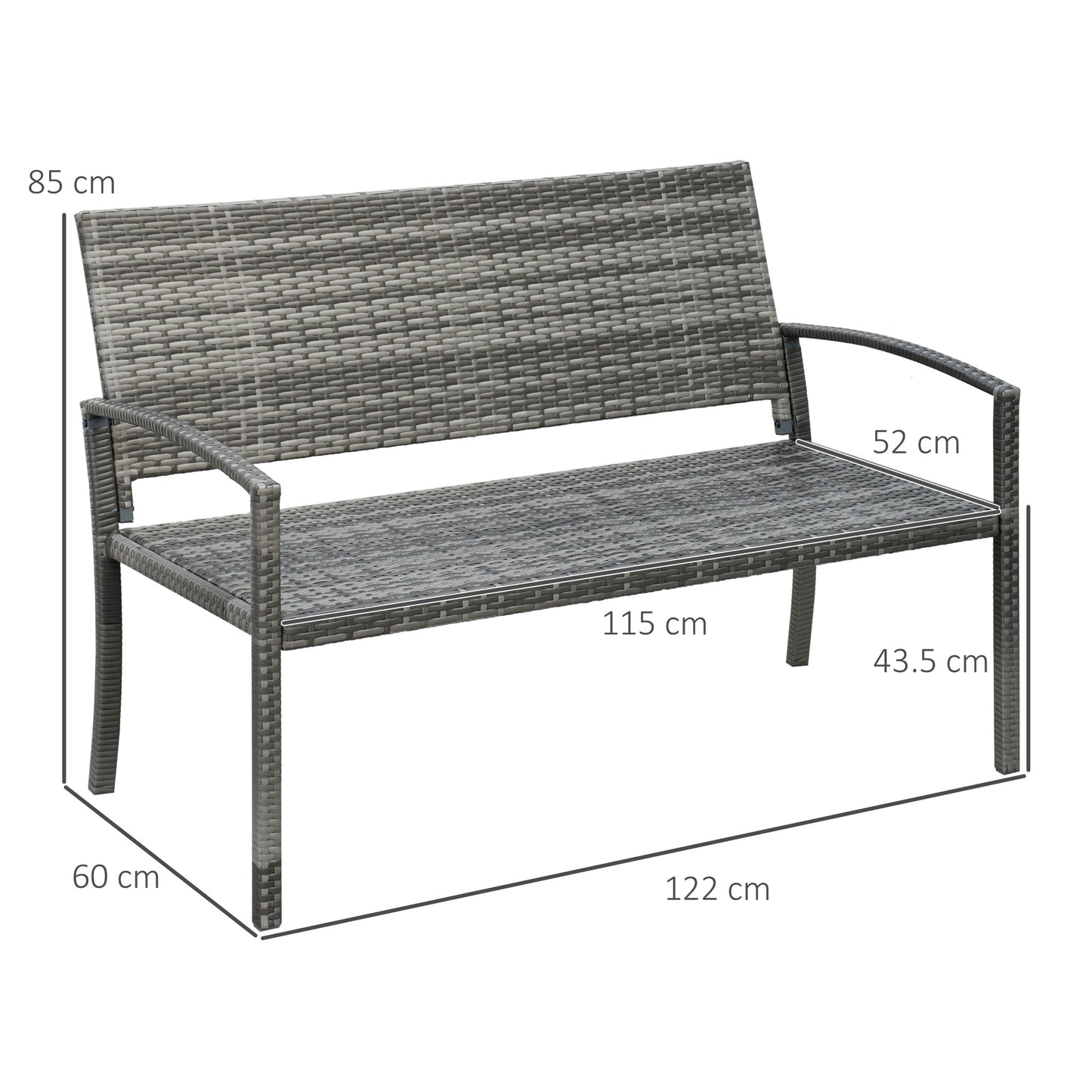 outsunny-patio-rattan-2-seater-garden-bench-wicker-weave-love-seater-armchair-furniture-outdoor-garden-conservatory-chair-grey