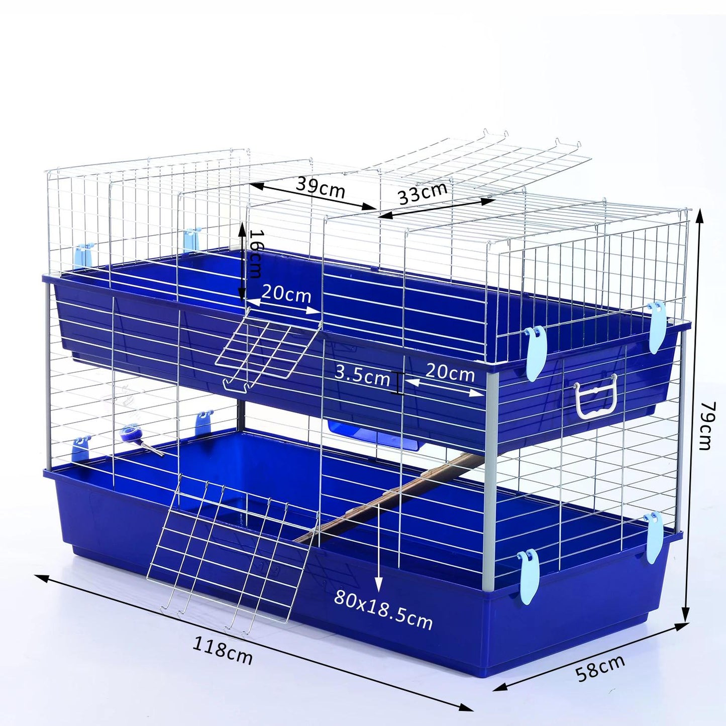 PawHut Small Animal Hutch, size (118 x 79 x 58cm)