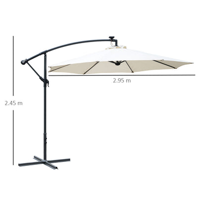 outsunny-3m-led-cantilever-parasol-banana-garden-umbrella-with-solar-lights-crank-handle-and-cross-base-hanging-sun-shade-off-white