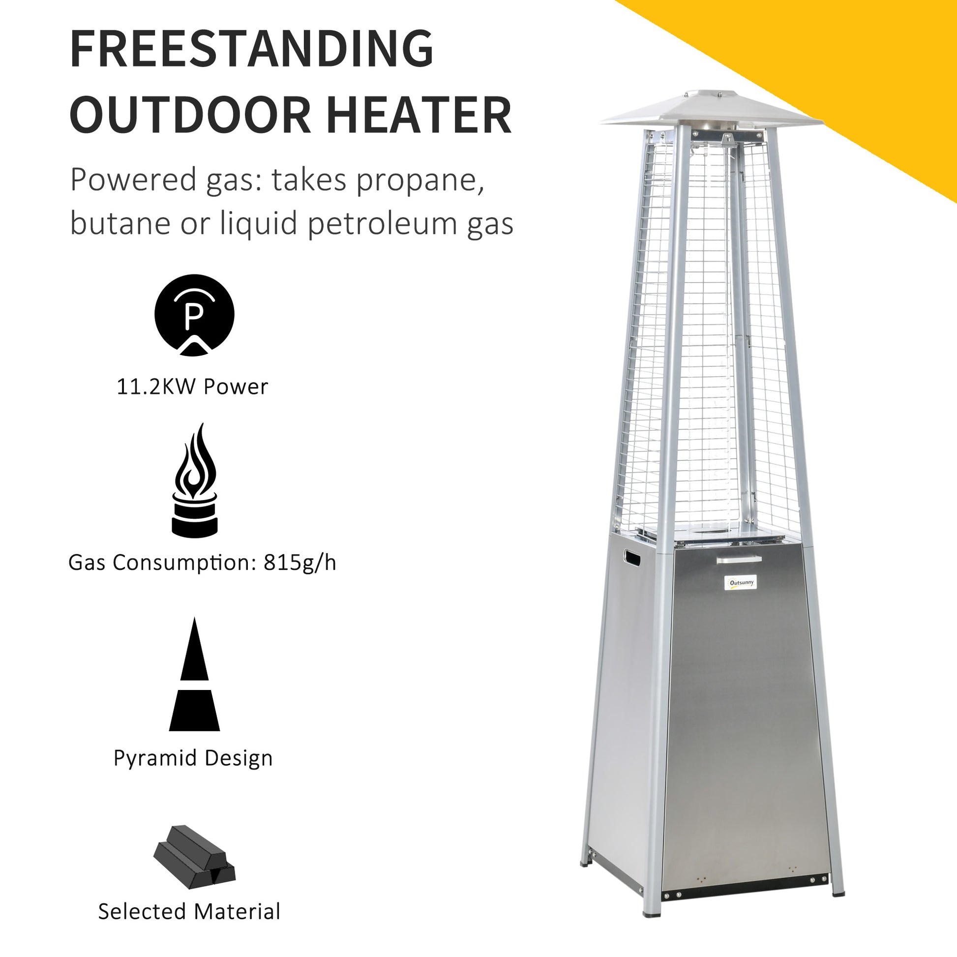 outsunny-11-2kw-outdoor-patio-gas-heater-stainless-steel-pyramid-propane-heater-garden-freestanding-tower-heater-with-wheels-dust-cover-silver