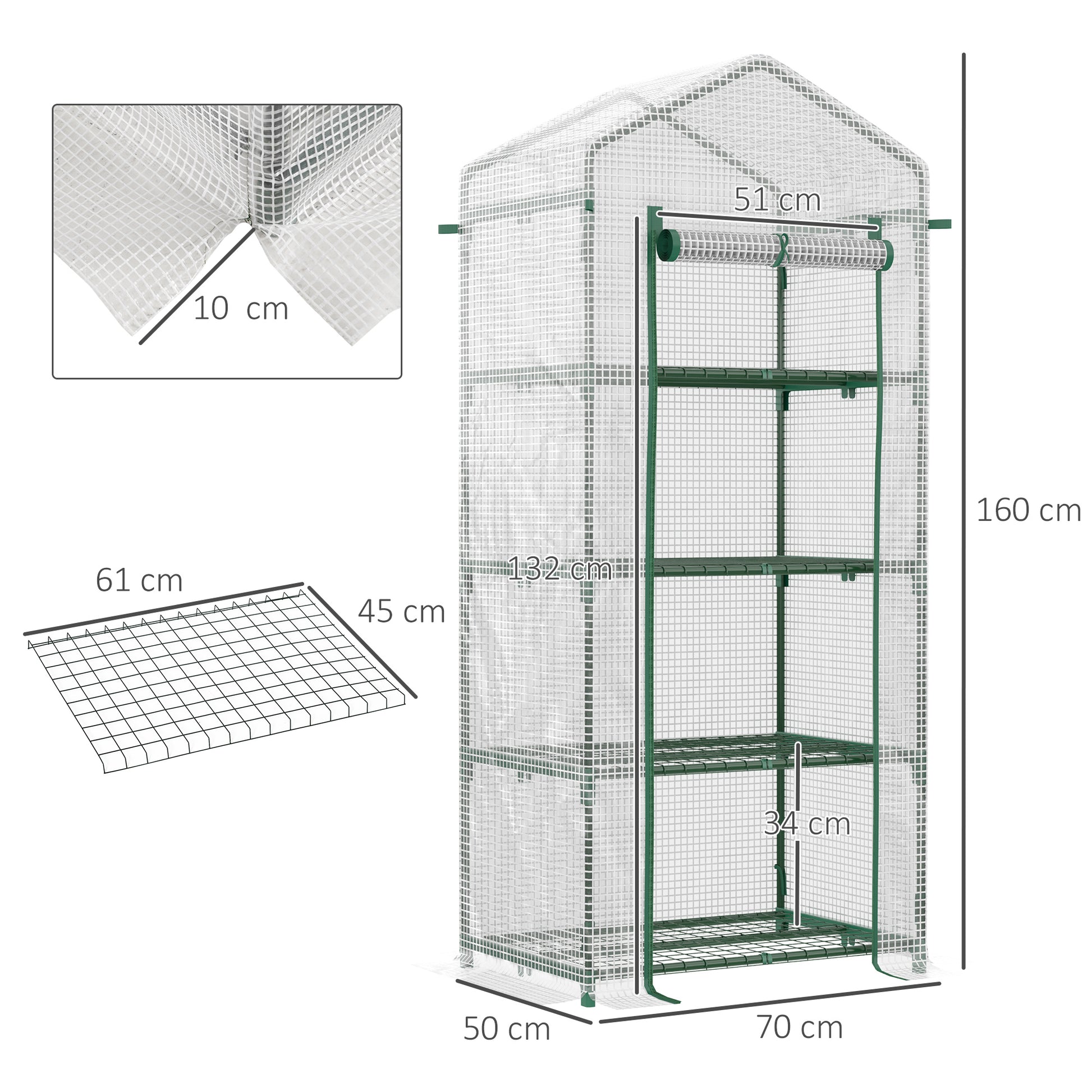 outsunny-4-tier-mini-greenhouse-portable-green-house-with-steel-frame-pe-cover-roll-up-door-70-x-50-x-160-cm-white