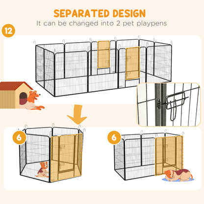 PawHut Heavy Duty Puppy Play Pen, 12 Panels Pet Exercise Pet, Pet Playpen for Small, Medium and Large Dogs