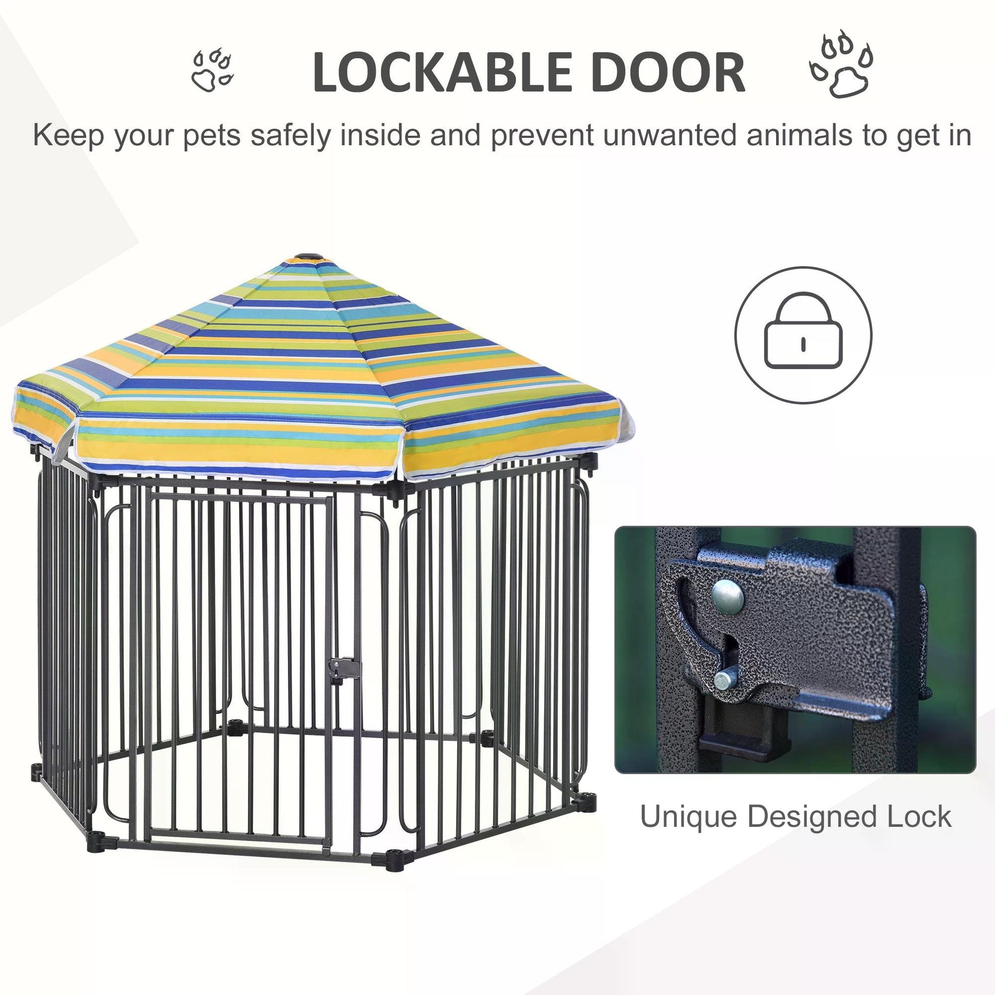 PawHut Heavy-Duty Outdoor Pet Cage Kennel with Weather-Resistant Polyester Roof, Locking Door, & Metal Frame 122cmx105cmx119cm