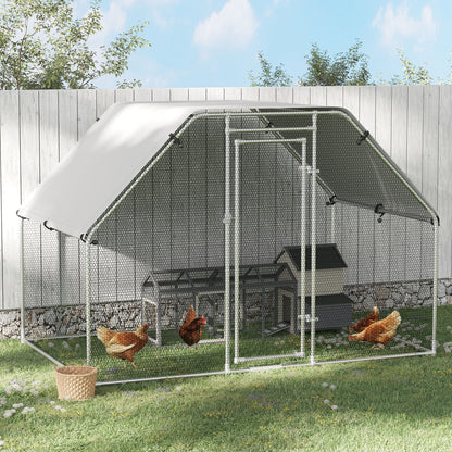 PawHut Walk-In Chicken Coop Run Cage Large Metal Chicken House w/ Cover Outdoor, 280W x 190D x 195H cm