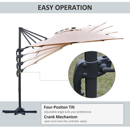 outsunny-3m-cantilever-roma-parasol-garden-sun-umbrella-with-led-solar-light-cross-base-360-rotating-brown