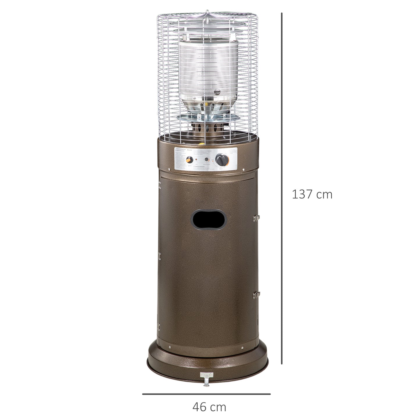 outsunny-11kw-patio-bullet-heater-gas-glass-tube-electronic-ignition-floor-standing-stainless-steel-garden-outdoor-137hcm