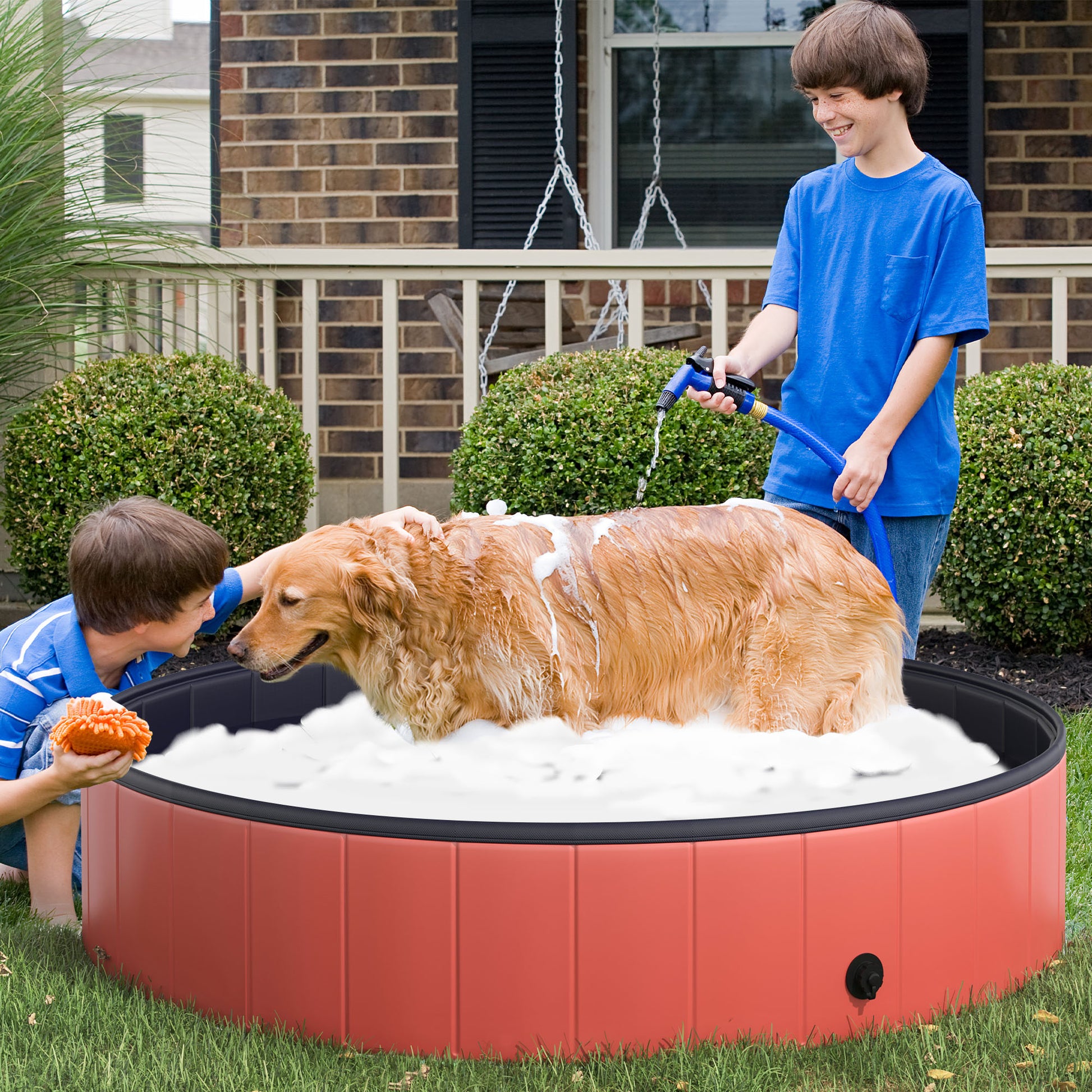 Pawhut ?140 x 30H cm Pet Swimming Pool-Red