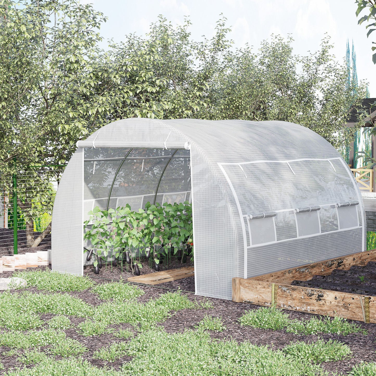 outsunny-3-x-3-x-2-m-polytunnel-greenhouse-walk-in-pollytunnel-tent-with-steel-frame-reinforced-cover-zippered-door-6-windows-for-garden-white