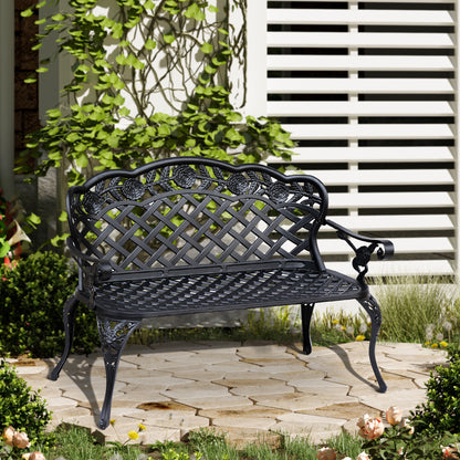 outsunny-cast-aluminium-garden-bench-outdoor-patio-2-seater-high-back-chair-armrest-antique-style-black