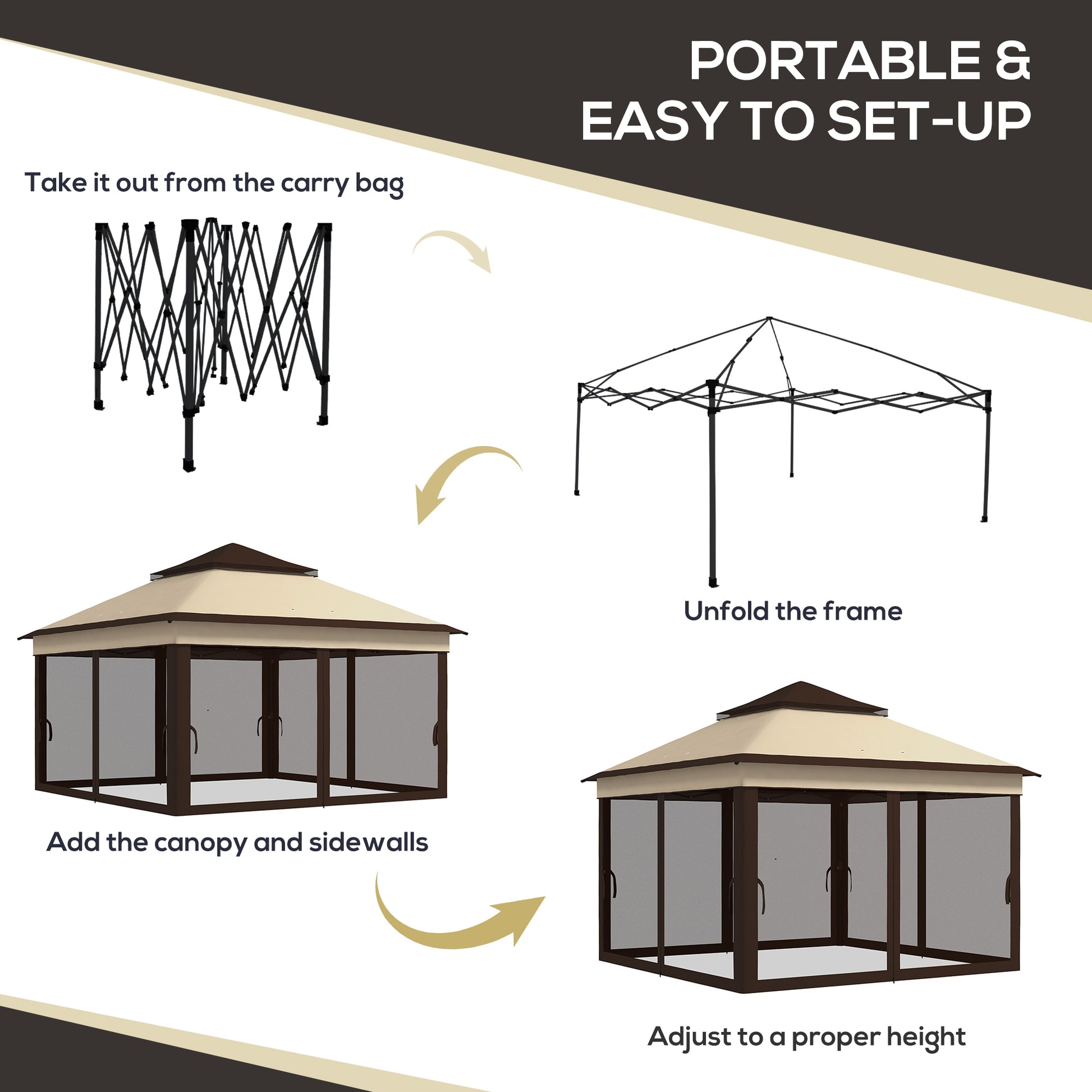 outsunny-3-x-3m-pop-up-gazebo-height-adjustable-instant-event-shelter-with-netting-and-carrying-bag-beige