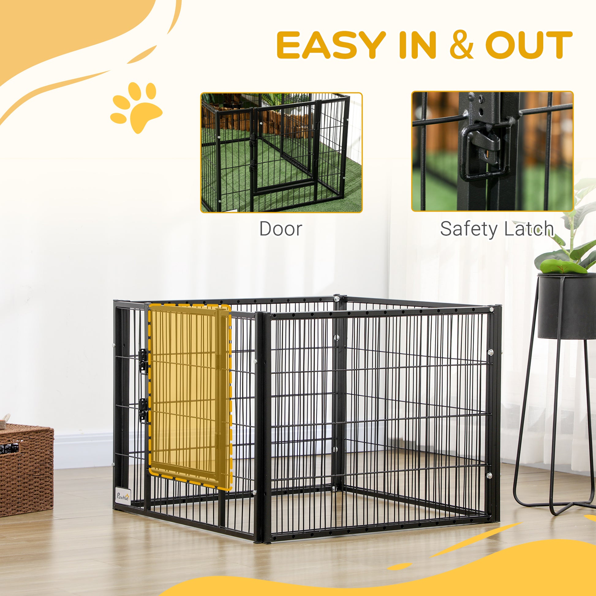 PawHut 82.5-150 cm x 61 cm Heavy Duty Pet Playpen, 6 Panel Exercise Pen for Dogs, Adjustable Length, Indoor Outdoor, Small Sized Dogs