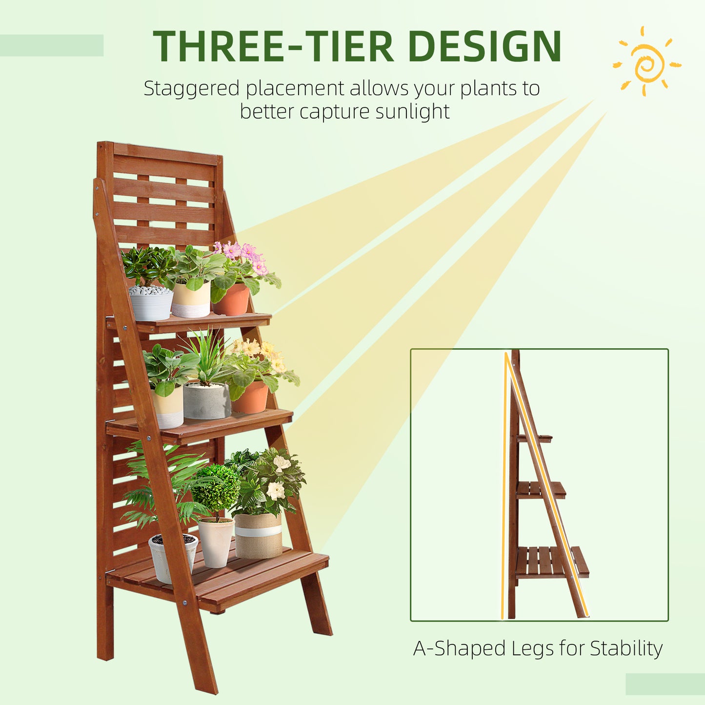 outsunny-solid-wood-three-tier-plant-rack-outdoor-organiser-unit-flower-herb-stand-ladder-design-storage-holder