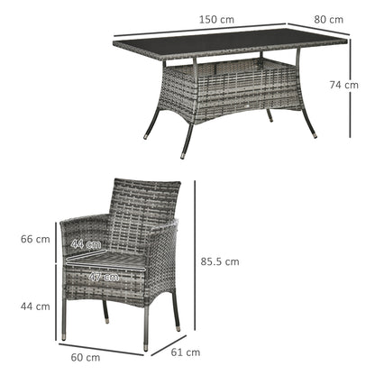 outsunny-6-seater-rattan-dining-set-garden-furniture-patio-rectangular-table-cube-chairs-outdoor-fire-retardant-sponge-grey