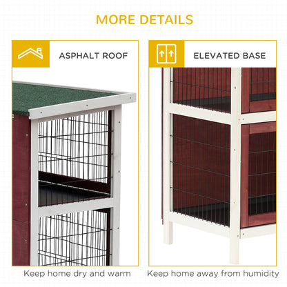 Pawhut Two Floors Wooden Rabbit Hutch Small Pet Animal Guinea Pig Ferret Bunny House Cage for Indoor and Outdoor 136.4x50x93cm