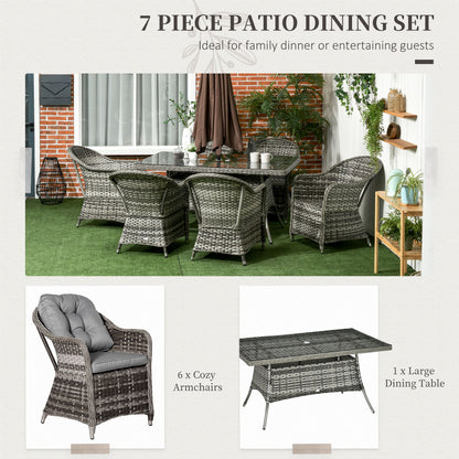 outsunny-7-pieces-pe-rattan-dining-set-furniture-patio-wicker-furniture-with-tempered-glass-table-top-umbrella-hole-and-cushions-grey