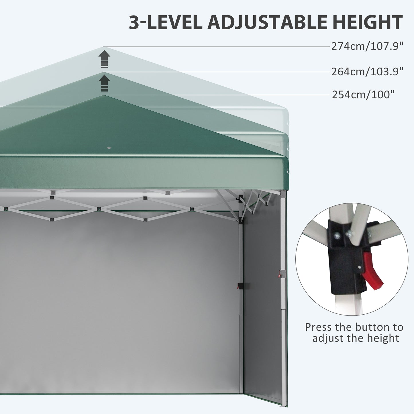 outsunny-3-x-3-m-pop-up-gazebo-with-2-sidewalls-leg-weight-bags-and-carry-bag-height-adjustable-party-tent-event-shelter-for-garden-patio-green