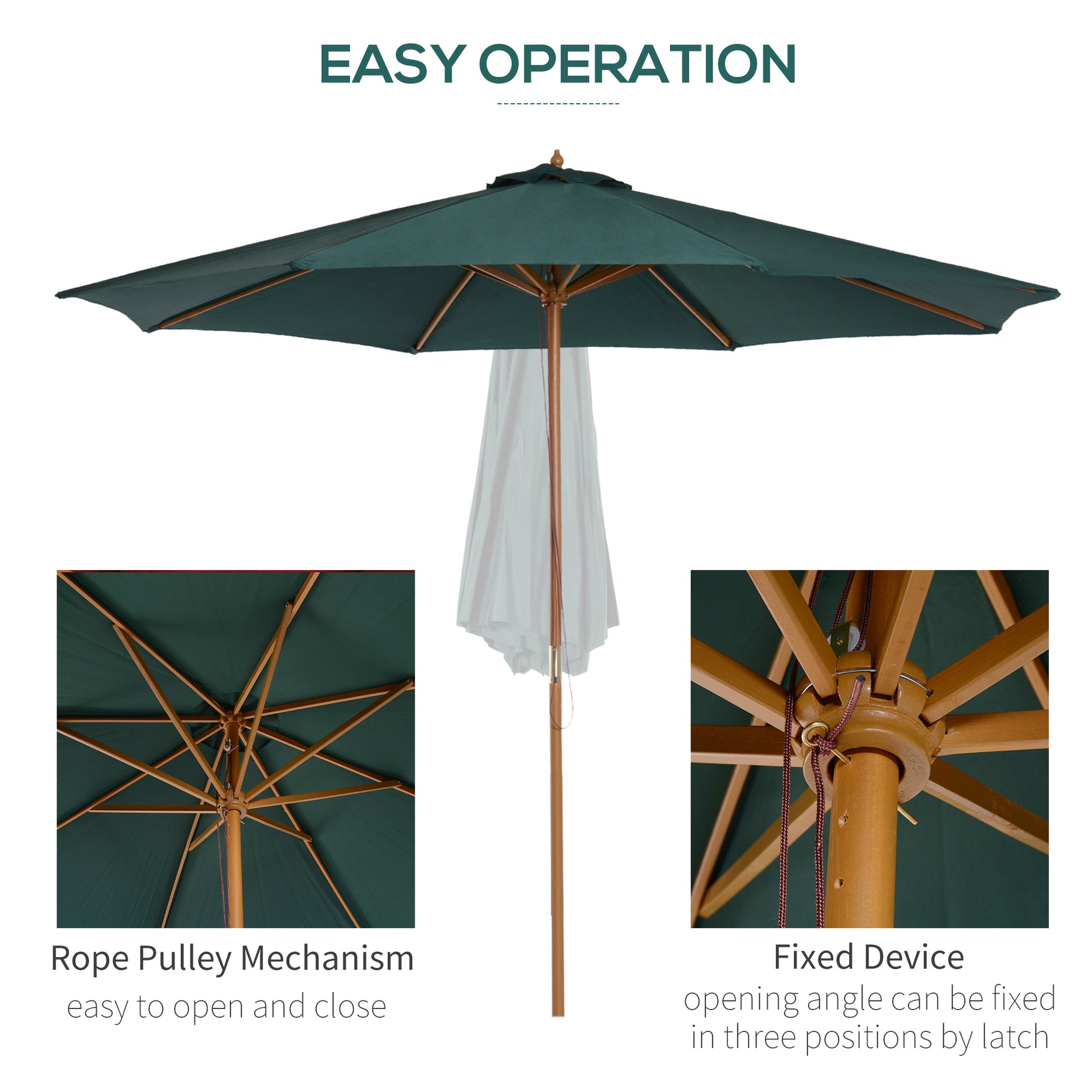 outsunny-3m-wooden-patio-umbrella-pulley-operated-garden-parasol-with-rope-pulley-mechanism-and-8-ribs-dark-green