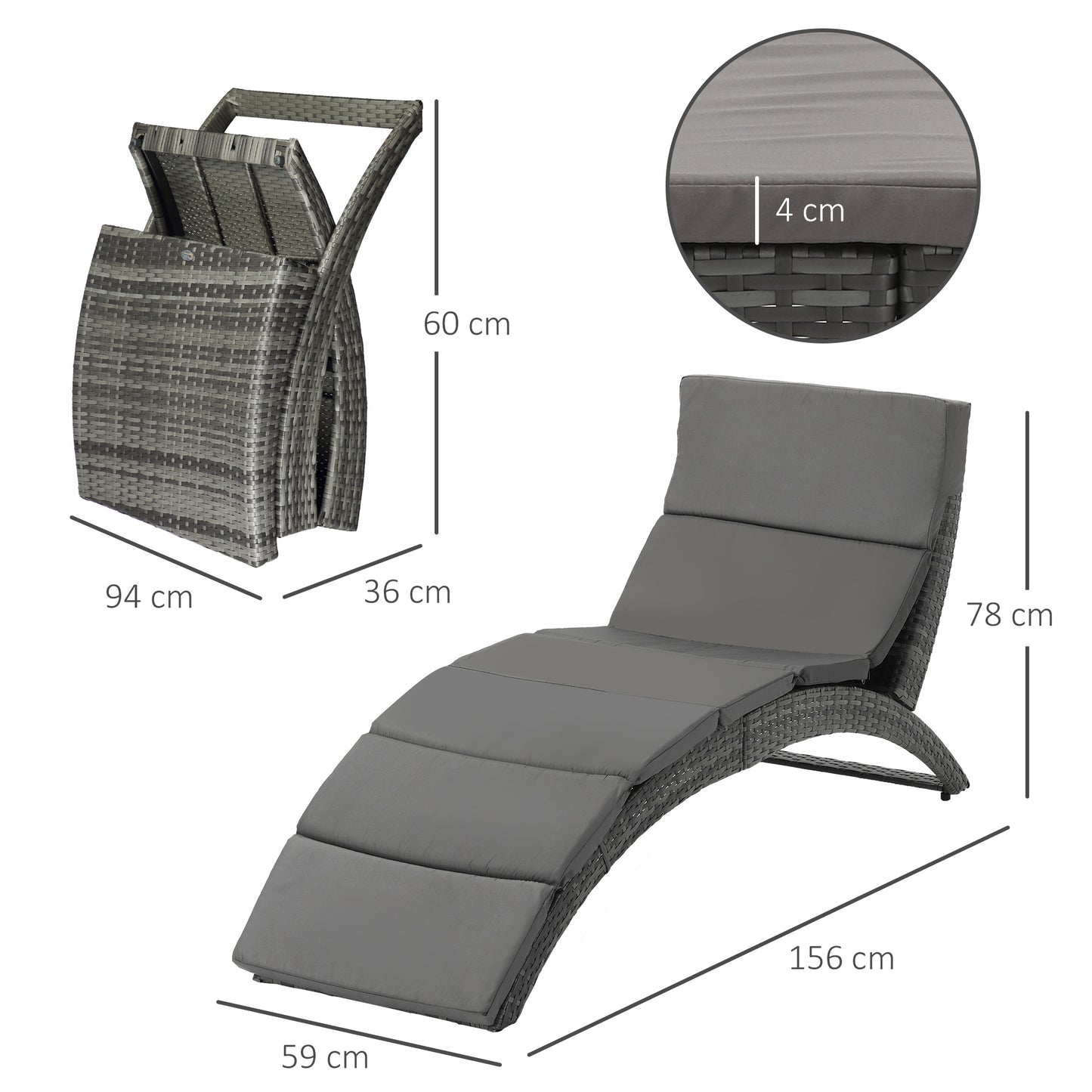 outsunny-garden-patio-rattan-wicker-folding-sun-lounger-recliner-bed-chair-with-cushion-for-outdoor-grey