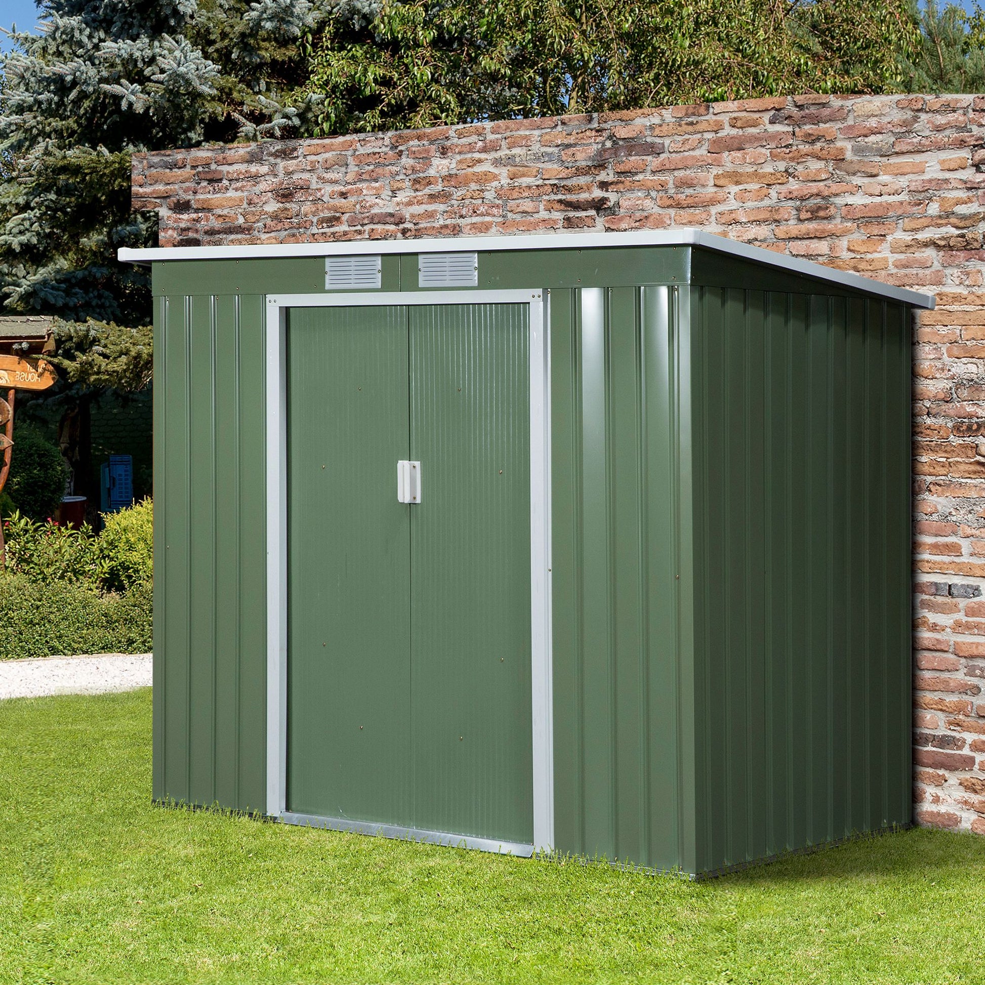 outsunny-pend-garden-storage-shed-w-foundation-double-door-ventilation-window-sloped-roof-outdoor-equipment-tool-storage-213-x-130-x-173-cm