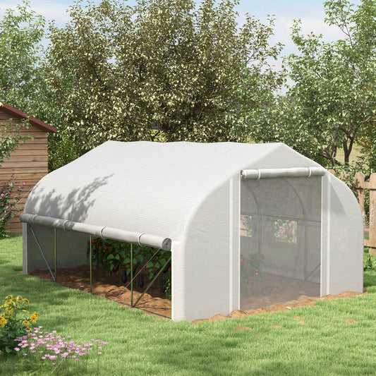 outsunny-4x3m-walk-in-polytunnel-greenhouse-zipped-roll-up-sidewalls-tunnel-warm-house-tent-w-pe-cover-complimentary-plant-labels-gloves