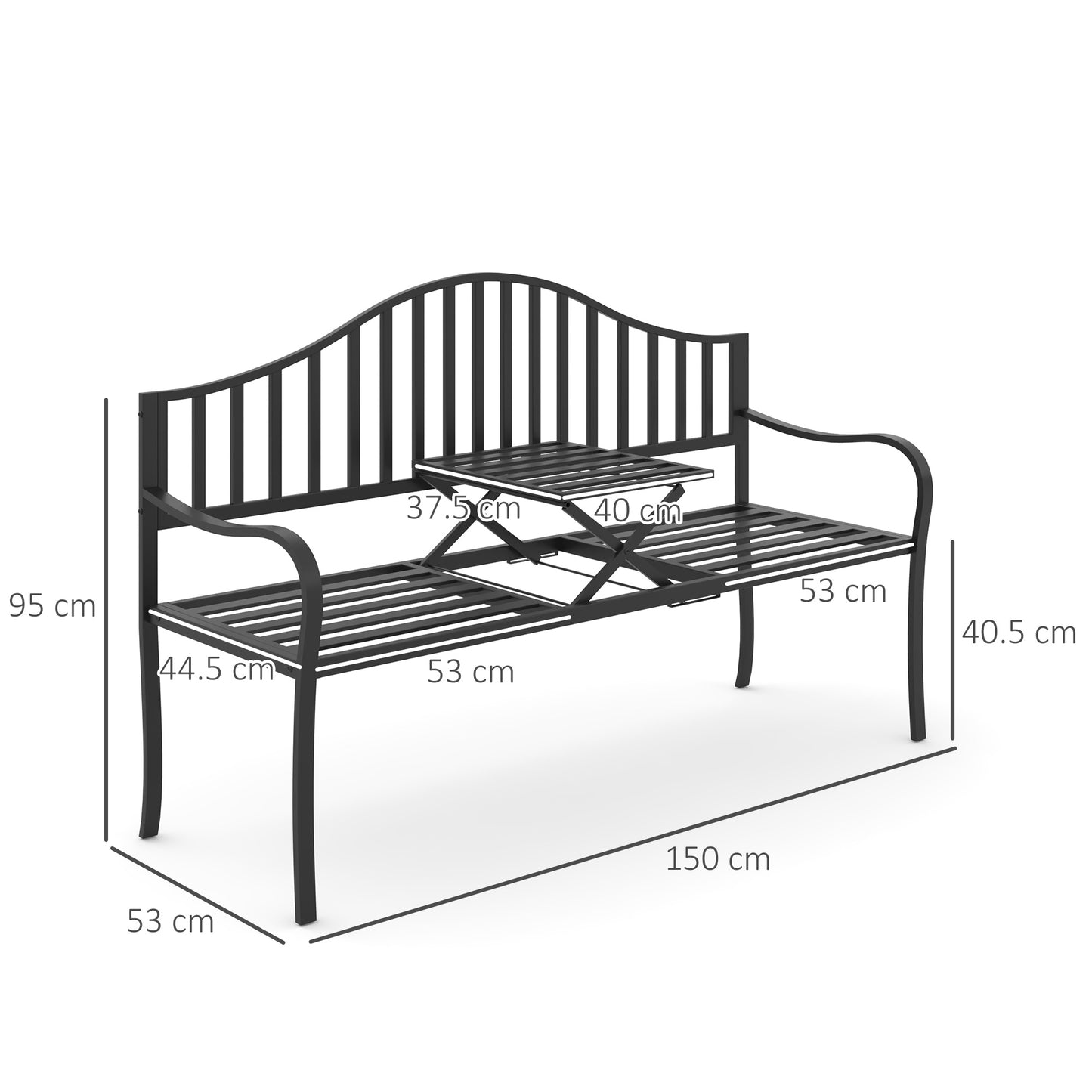 outsunny-outdoor-metal-frame-bench-patio-park-garden-seating-chair-with-foldable-middle-table