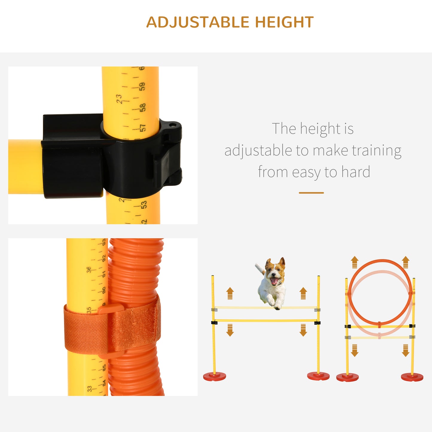 PawHut Dogs Plastic 3-Course Agility Set Yellow