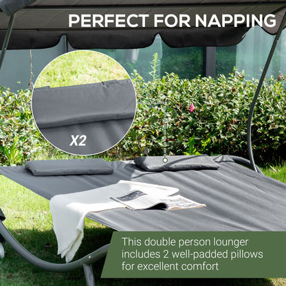 outsunny-patio-double-hammock-sun-lounger-bed-w-canopy-shelter-wheels-2-pillows-grey