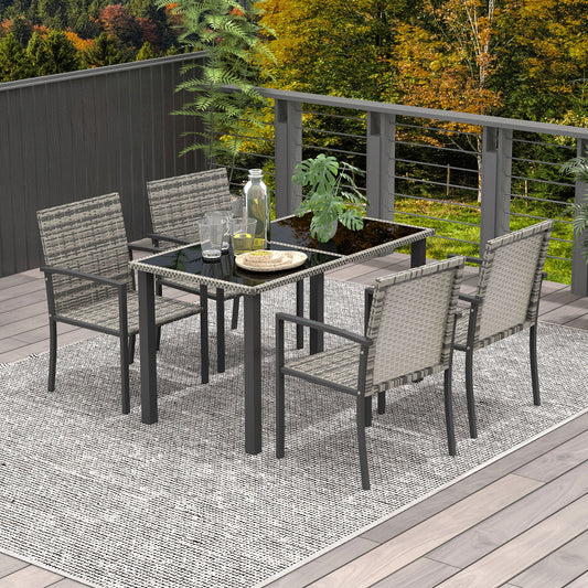 outsunny-outdoor-dining-set-5-pieces-patio-conservatory-with-tempered-glass-tabletop-4-dining-chairs-mixed-grey