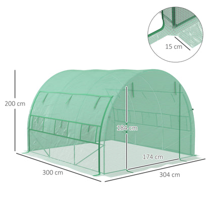 outsunny-polytunnel-greenhouse-walk-in-grow-house-tent-with-roll-up-sidewalls-zipped-door-and-6-windows-3x3x2m-green