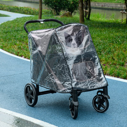 PawHut 4 Wheel Pet Stroller with Rain Cover for Medium and Large Dogs - Black